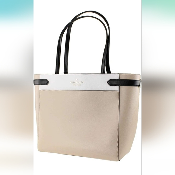 kate spade Bags Kate Spade Staci Colorblock Laptop Tote In Beige